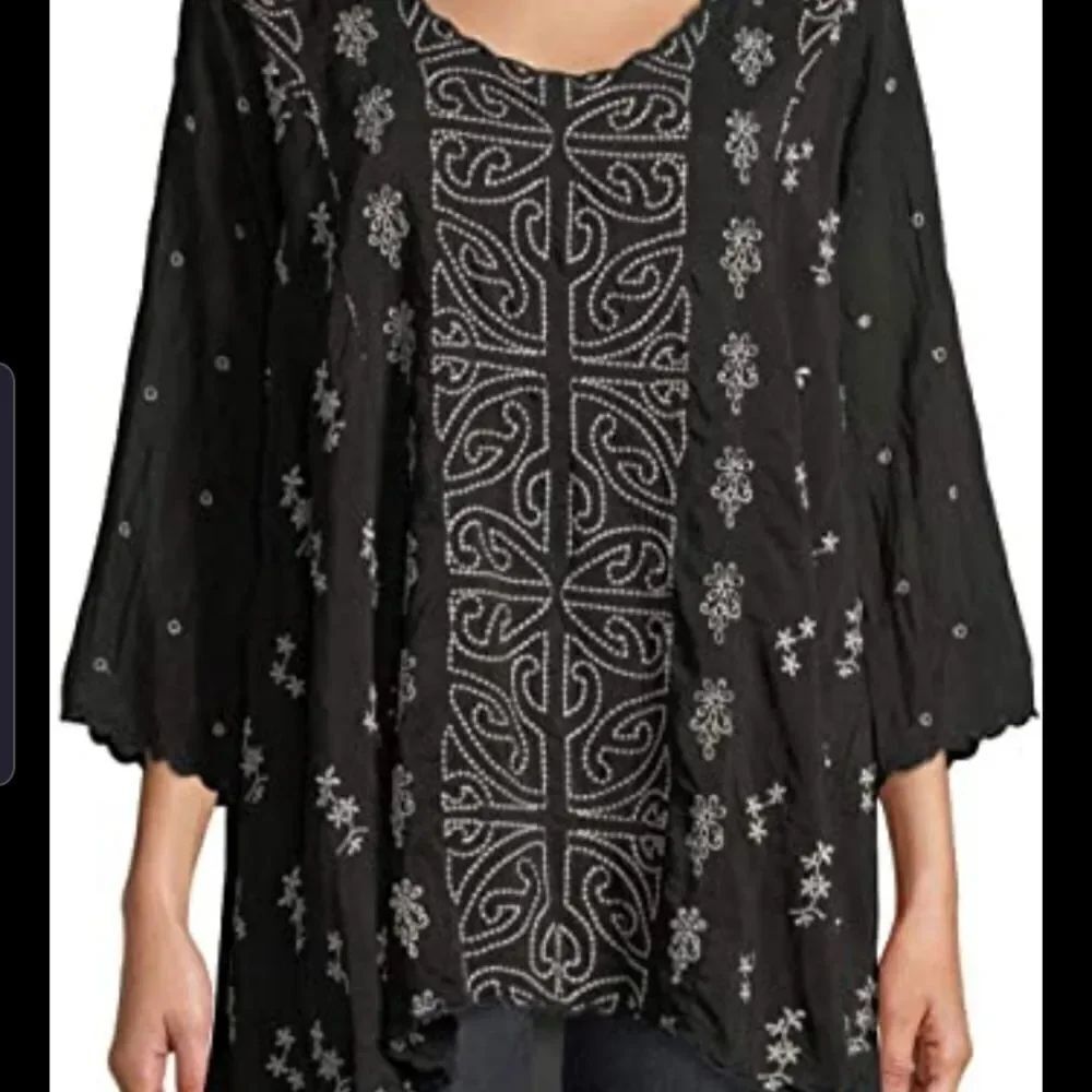 NWT Johnny Was Ridden black eyelet blouse size XS